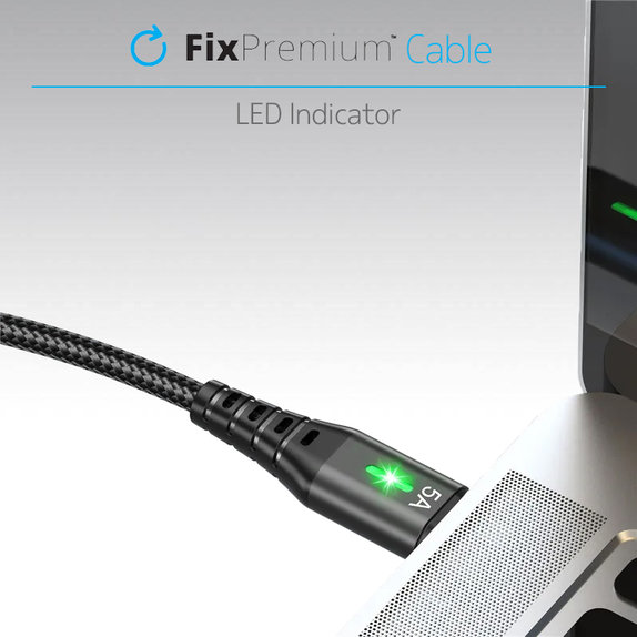FixPremium - USB-C / USB Cable with LED Indicator (1m), black
