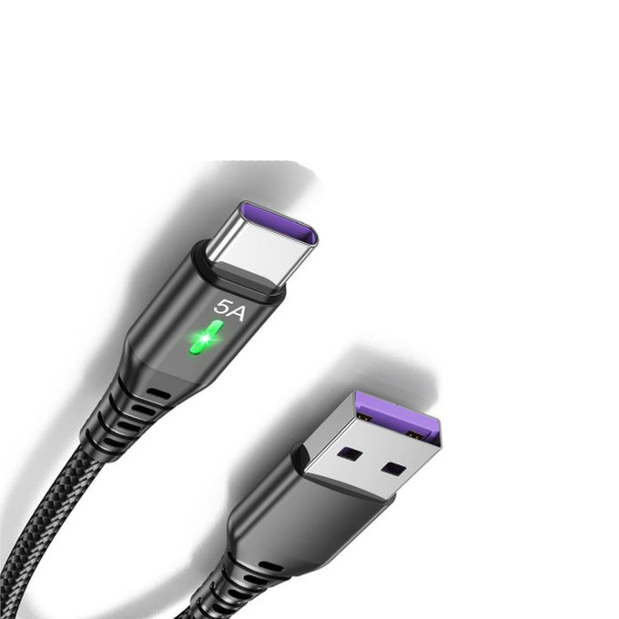 FixPremium - USB-C / USB Cable with LED Indicator (1m), black