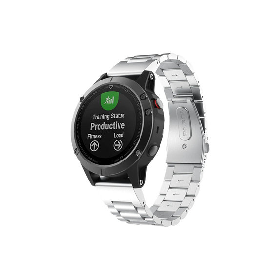 FixPremium - Stainless Steel Strap for Garmin (QuickFit 22mm), silver