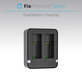 FixPremium - Charging Station for 2 GoPro Batteries (Hero (2018)/Hero 5/Hero 6/Hero 7/Hero 8), black