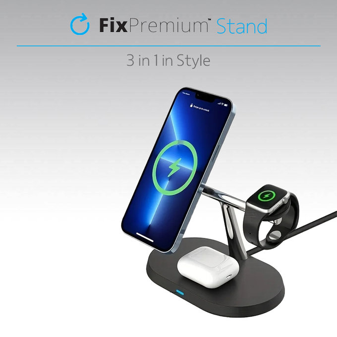 FixPremium - MagSafe Stand 3in1 for iPhone, Apple Watch & AirPods, white