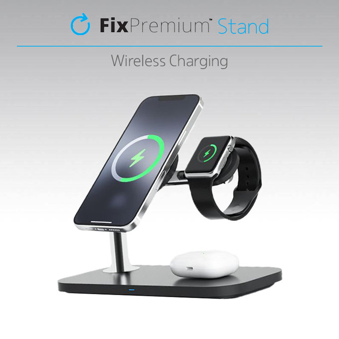FixPremium - MagSafe Stand 3in1 for iPhone, Apple Watch & AirPods, white