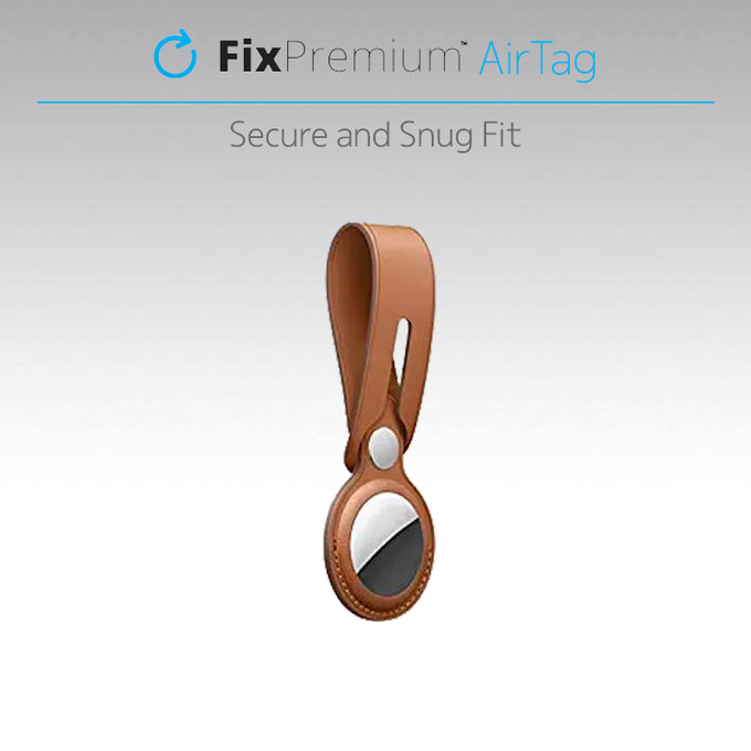 FixPremium - Leather Keychain for AirTag, brown