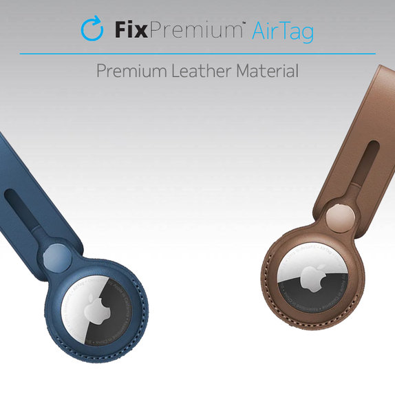 FixPremium - Leather Keychain for AirTag, brown