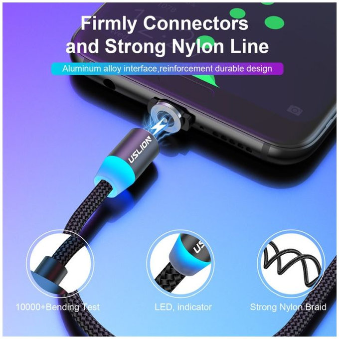 USLION - USB-C / USB Magnetic Cable (1m), blue