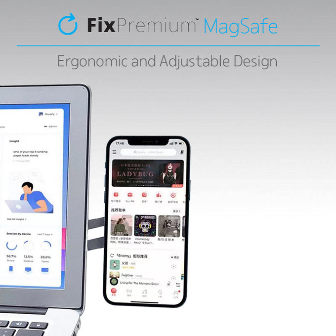 FixPremium - MagSafe Holder for iPhone for Notebook, black