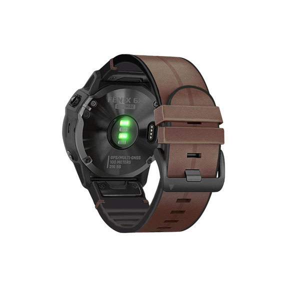FixPremium - Leather Strap for Garmin (QuickFit 22mm), brown