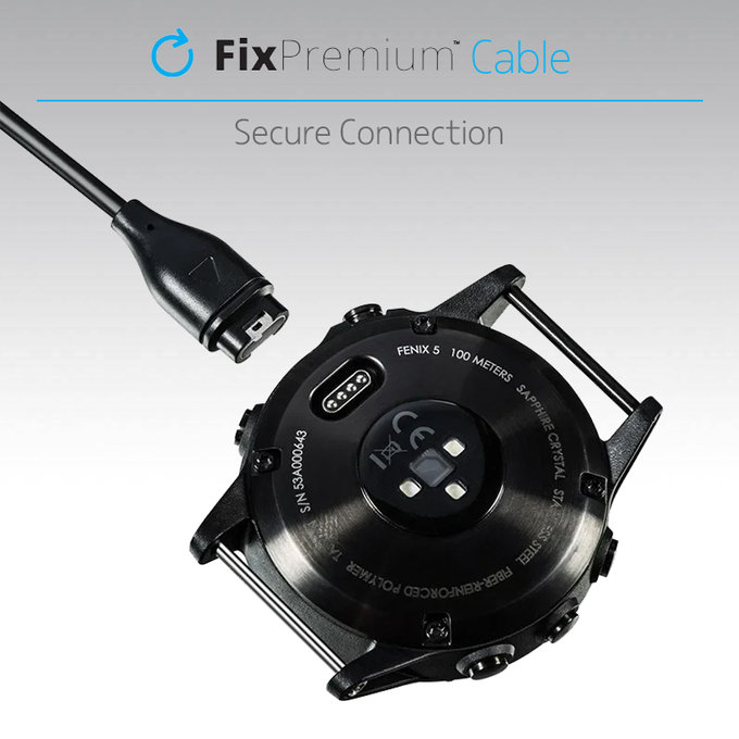 FixPremium - Charging Cable for Garmin Watch, black