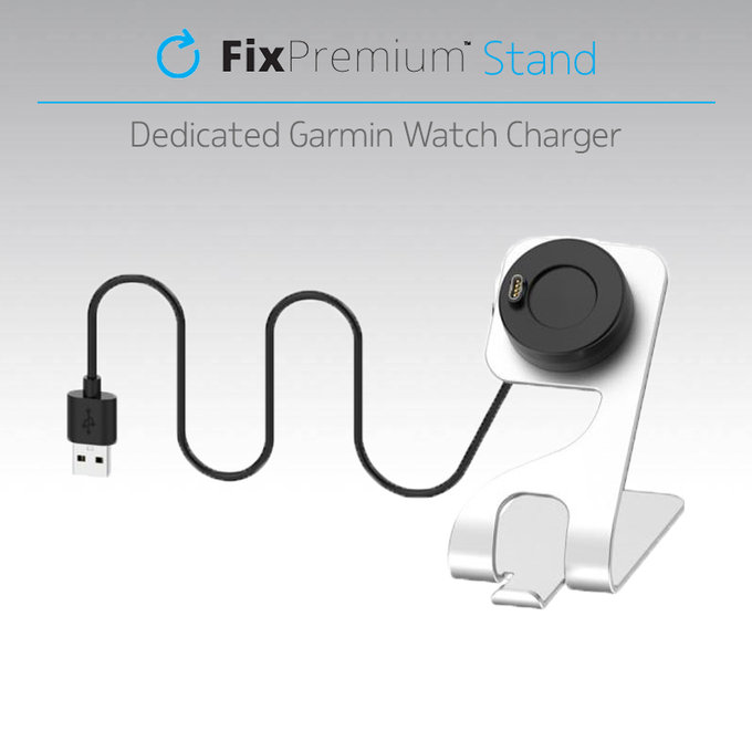 FixPremium Charging Stand for Garmin Watch, silver FixShop