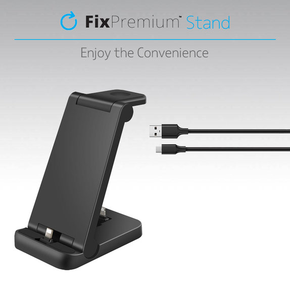 FixPremium - Folding 3in1 Stand for iPhone, Apple Watch & AirPods, black