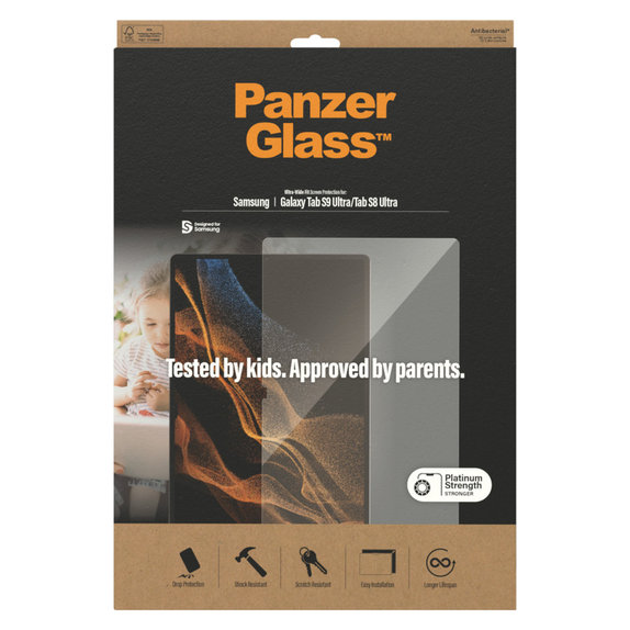 Tempered Glass UWF for Samsung Galaxy Tab S9 Ultra/Tab S8 Ultra, Clear, PanzerGlass