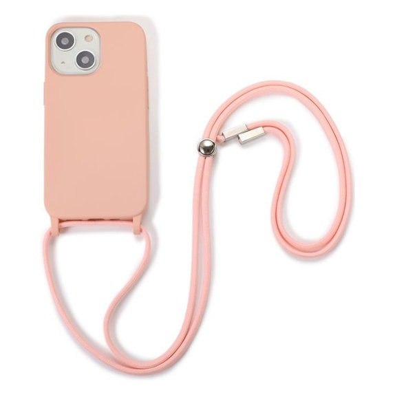 FixPremium - Silicon Case with String for iPhone 14 Plus, pink