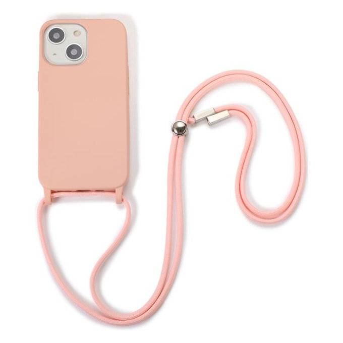 FixPremium - Silicon Case with String for iPhone 14 Plus, pink