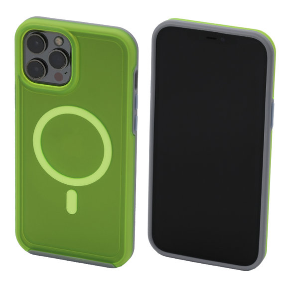 FixPremium - Case Clear with MagSafe for iPhone 12 Pro Max, neon green