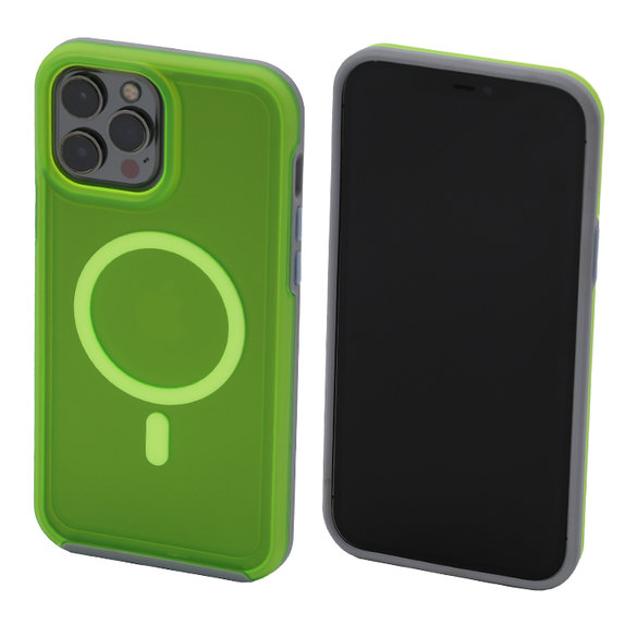 FixPremium - Case Clear with MagSafe for iPhone 13 Pro Max, neon green