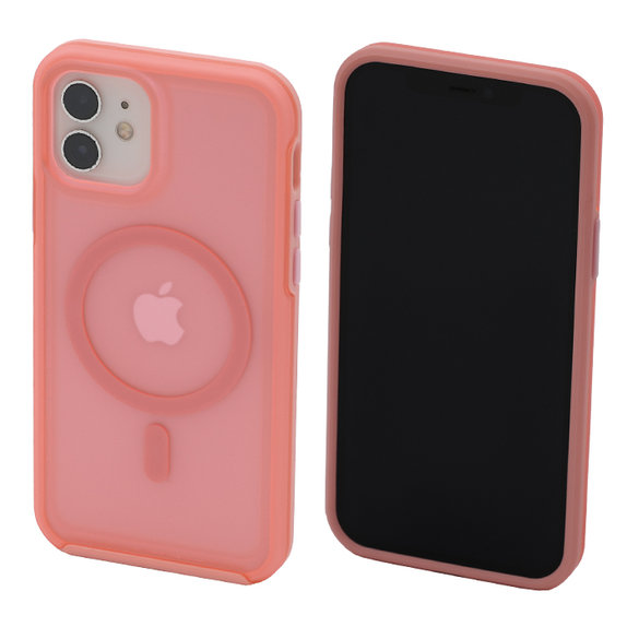 FixPremium - Case Clear with MagSafe for iPhone 12 a 12 Pro, peach pink