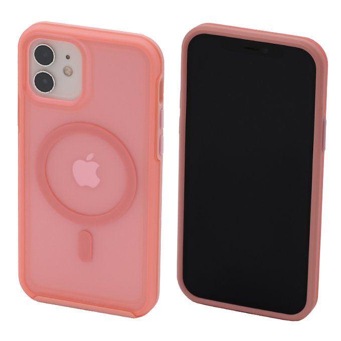 FixPremium - Case Clear with MagSafe for iPhone 12 a 12 Pro, peach pink