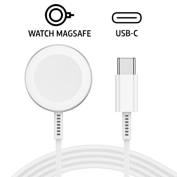 Magnetic fast charger to USB-C cable for Apple Watch, 1 m, plastic, bulk