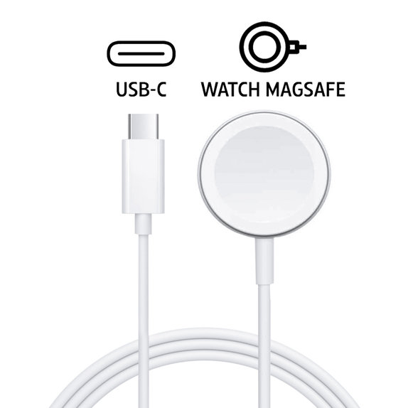 Magnetic fast charger to USB-C cable for Apple Watch, 1 m, plastic, bulk