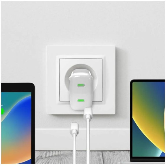 PURO - Charging Adapter MiniPro 2x USB-C, GaN, 35W, white