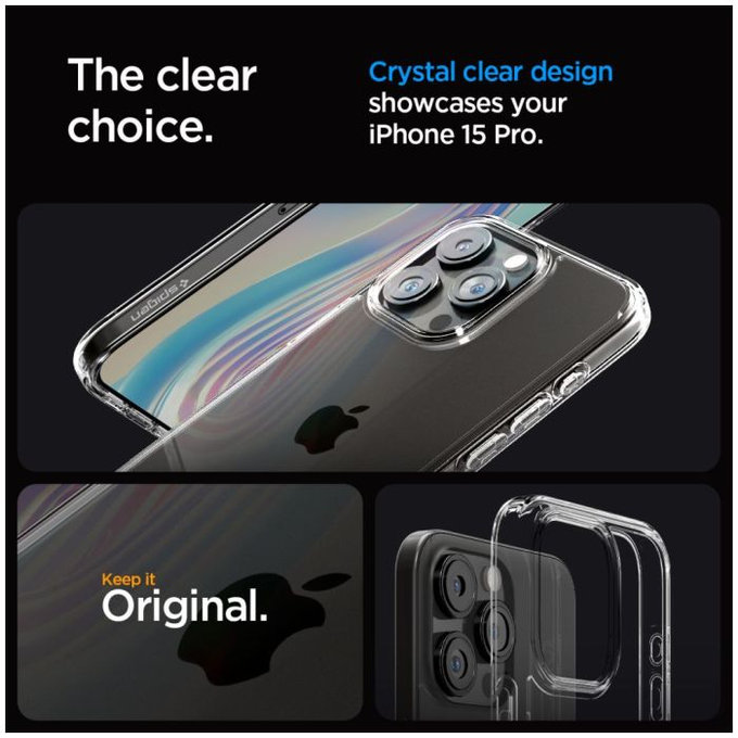 Spigen - Case Ultra Hybrid for iPhone 15 Pro, crystal clear
