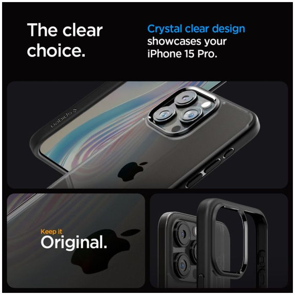 Spigen - Case Ultra Hybrid for iPhone 15 Pro, Matte Black