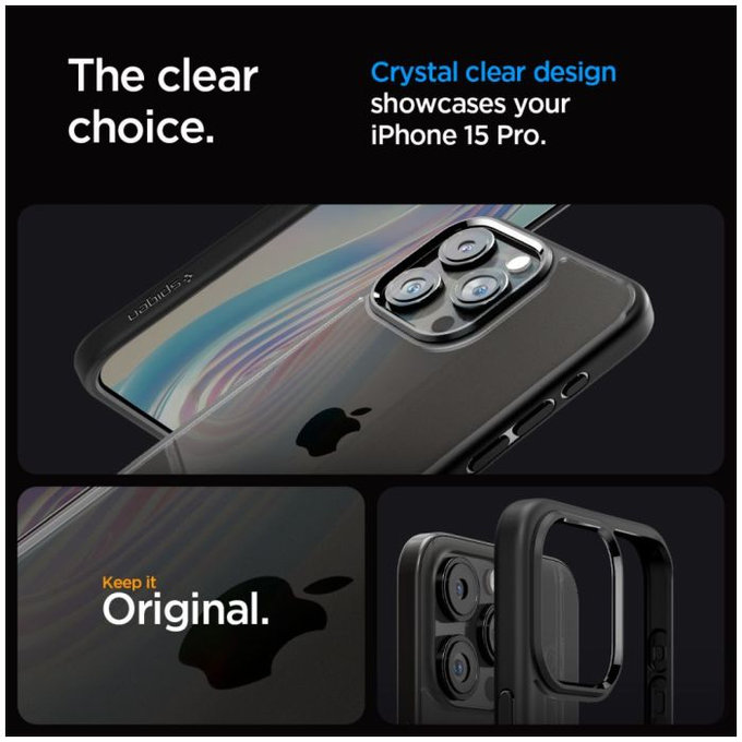 Spigen - Case Ultra Hybrid for iPhone 15 Pro, Matte Black