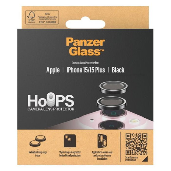 PanzerGlass - Rear Camera Lens Protector Hoops for iPhone 15 & 15 Plus, transparent