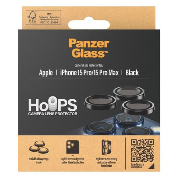 PanzerGlass - Rear Camera Lens Protector Hoops for iPhone 15 Pro & 15 Pro Max, transparent