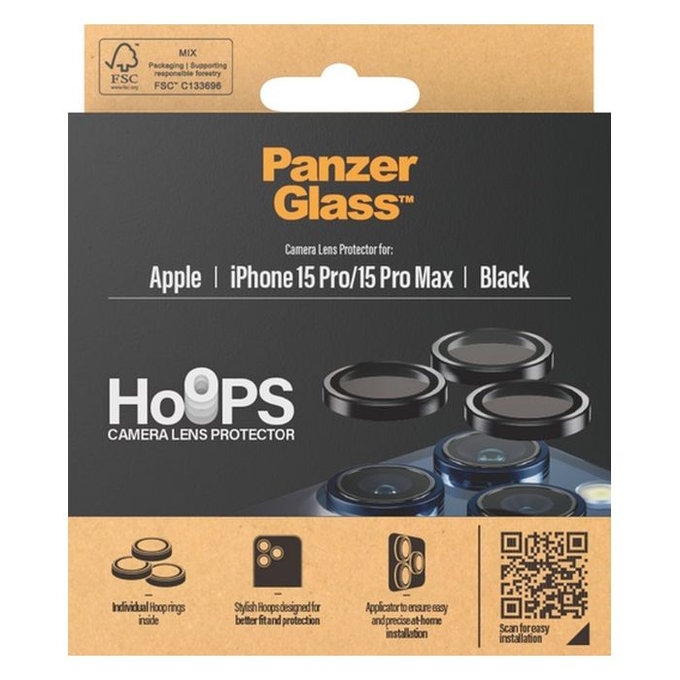 PanzerGlass - Rear Camera Lens Protector Hoops for iPhone 15 Pro & 15 Pro Max, transparent