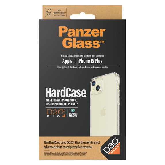 Case HardCase D3O for iPhone 15 Plus, Transparent, PanzerGlass