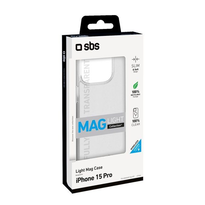 SBS - Case Light Mag with MagSafe for iPhone 15 Pro, transparent