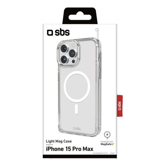 SBS - Case Light Mag with MagSafe for iPhone 15 Pro Max, transparent