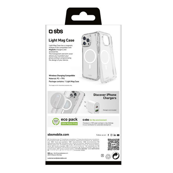 SBS - Case Light Mag with MagSafe for iPhone 15 Pro Max, transparent