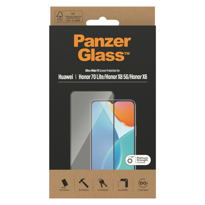 Tempered Glass UWF for Honor 70 Lite, Black, PanzerGlass