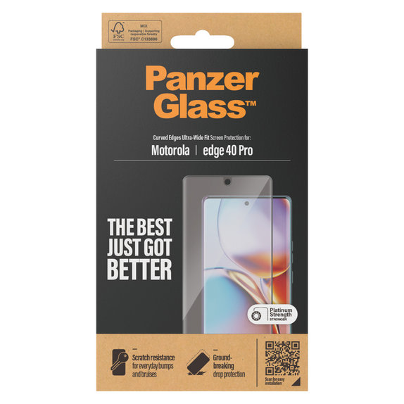 Tempered Glass UWF for Motorola Edge 40 Pro, Black, PanzerGlass