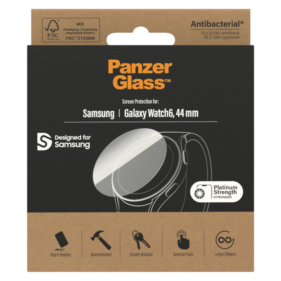 Tempered Glass Flat Glass AB for Samsung Galaxy Watch6 44 mm, Clear, PanzerGlass