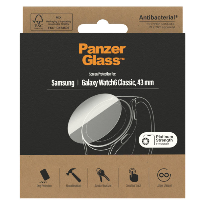 Tempered Glass Flat Glass AB for Samsung Galaxy Watch6 43 mm, Clear, PanzerGlass