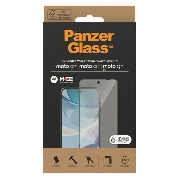 Tempered Glass UWF for Motorola Moto G13/G23/G53 5G, Black, PanzerGlass