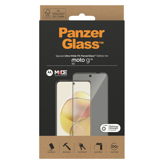 Tempered Glass UWF for Motorola Moto G73 5G, Black, PanzerGlass