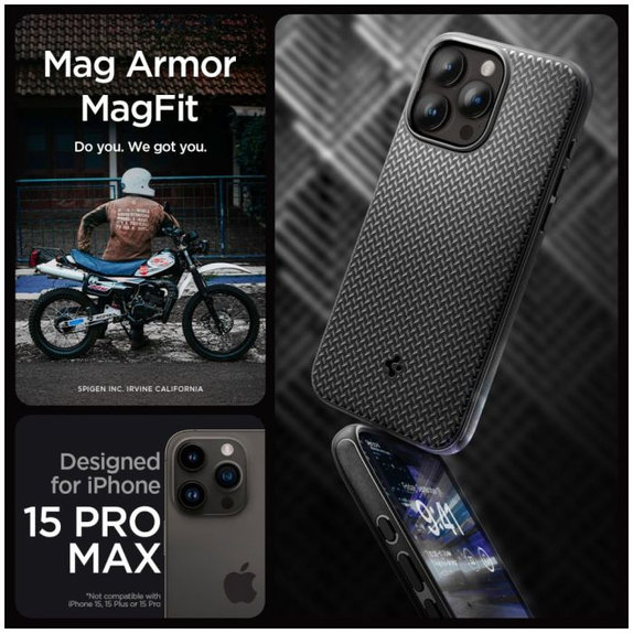Spigen - Case Mag Armor with MagSafe for iPhone 15 Pro Max, matte black