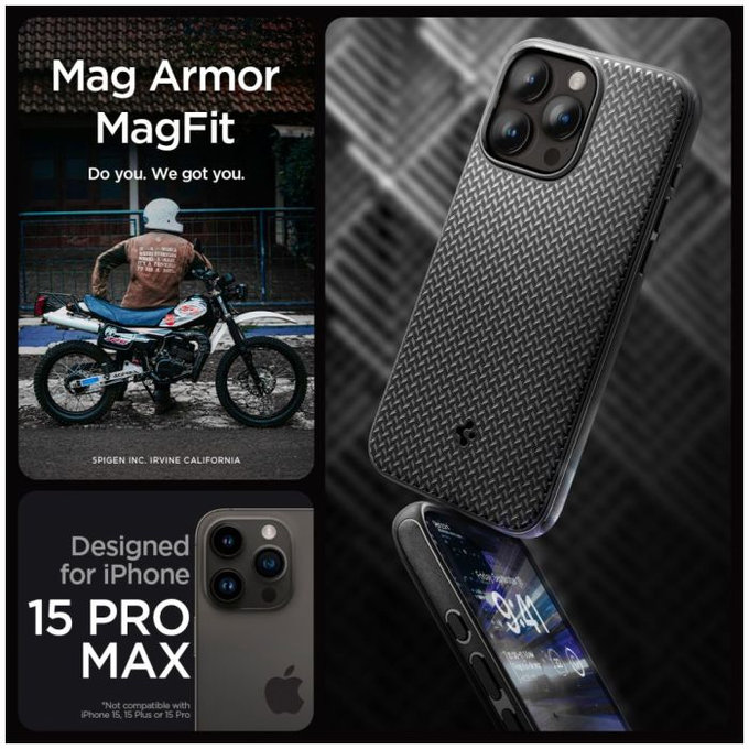 Spigen - Case Mag Armor with MagSafe for iPhone 15 Pro Max, matte black