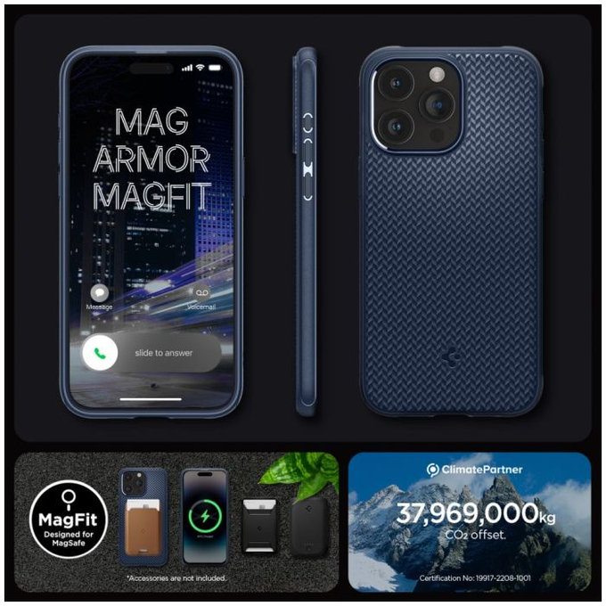 Spigen - Case Mag Armor with MagSafe for iPhone 15 Pro Max, navy blue
