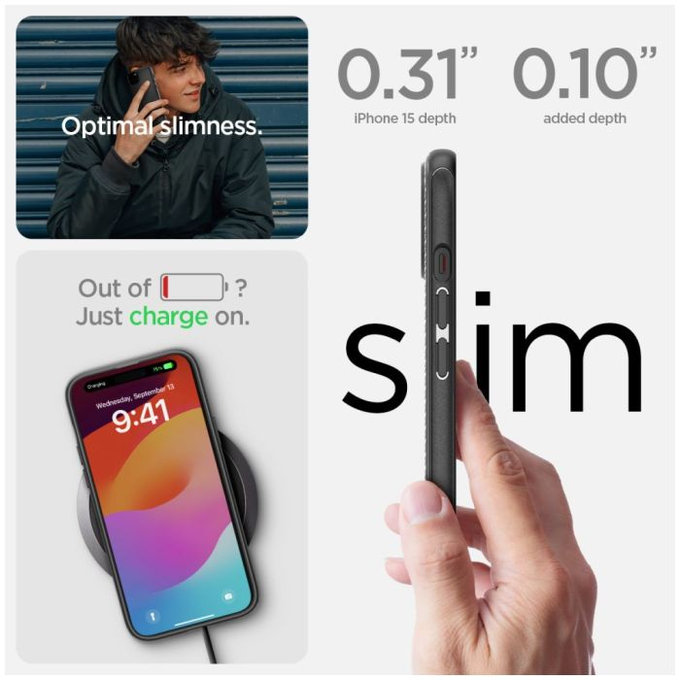 Spigen - Case Mag Armor with MagSafe for iPhone 15, matte black