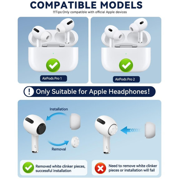 FixPremium - AirPods Pro Tips - Set 2pcs (L, S), white