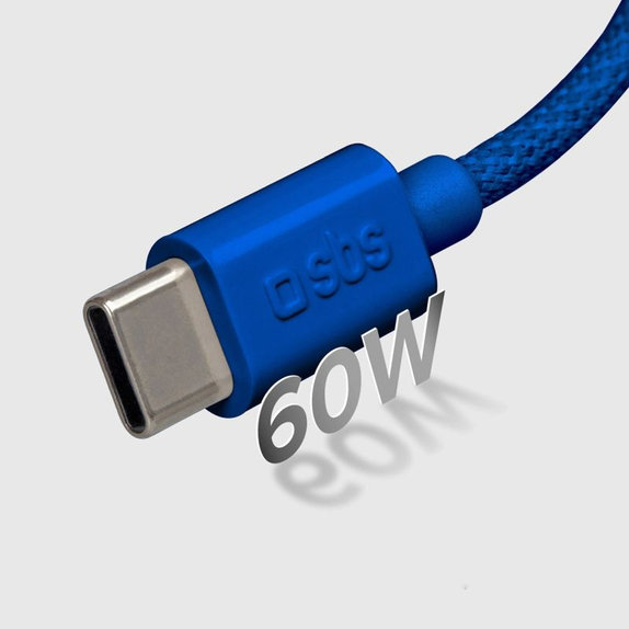 SBS - Cable USB-C/USB-C, 60W, PD, 1.5m, blue