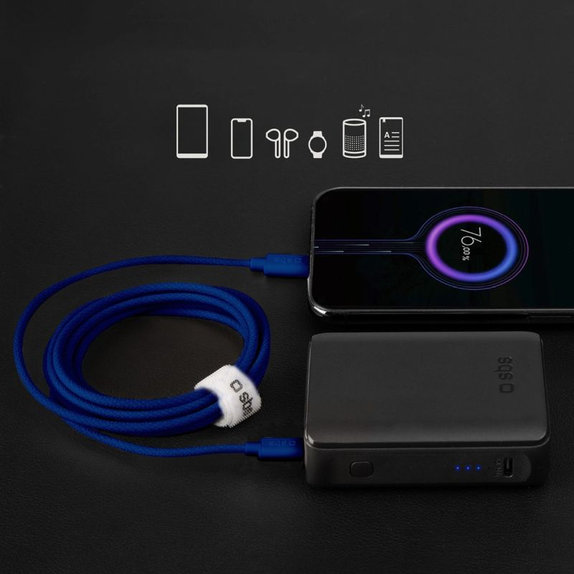 SBS - Cable USB-C/USB-C, 60W, PD, 1.5m, blue