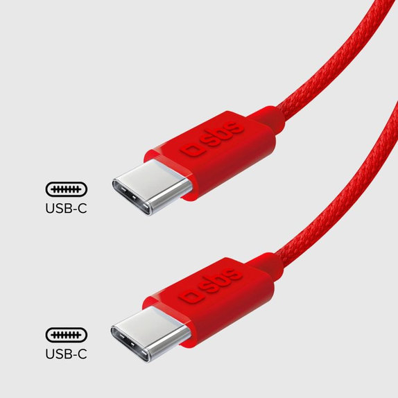 SBS - Cable USB-C/USB-C, 60W, PD, 1.5m, red