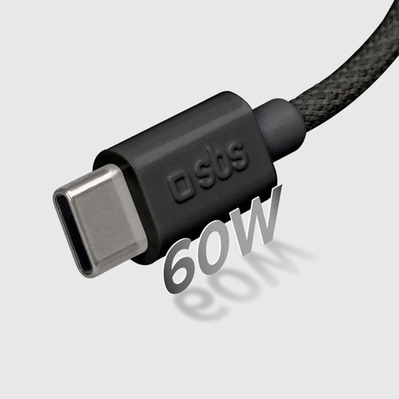 SBS - Cable USB-C/USB-C, 60W, PD, 1.5m, black