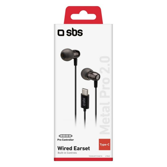 SBS - Earphones Metal Pro 2.0, USB-C, black